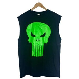 MAD ENGINE Men's Marvel Comics Black Upcycled Cut Off Crew Neck T Shirt US L